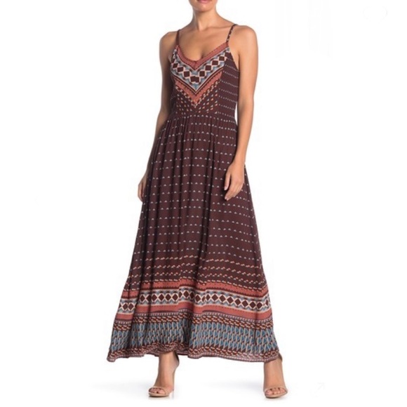 Brown Boho Floral Maxi Dress - Picture 2 of 3
